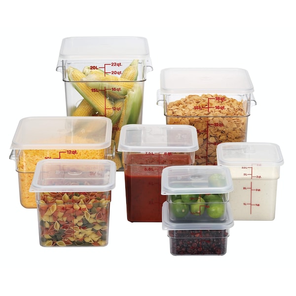 Cambro Camsquare Food Container, 4 Qt., 7-1/4 x 7-1/4 x 7-3/8, Clear, PK6 4SFSCW135 - main